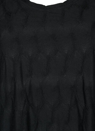 FLASH - Klänning med textur och 3/4 ärmar, Black, Packshot image number 2