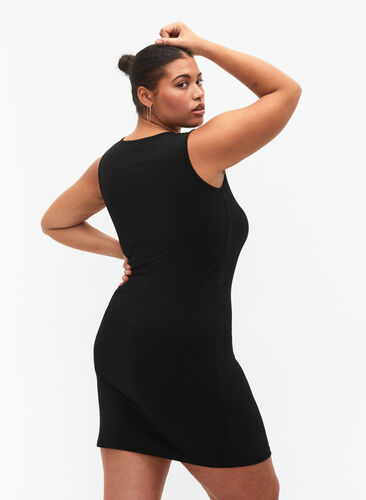 Ärmlös klänning med slim fit, Black, Model image number 1