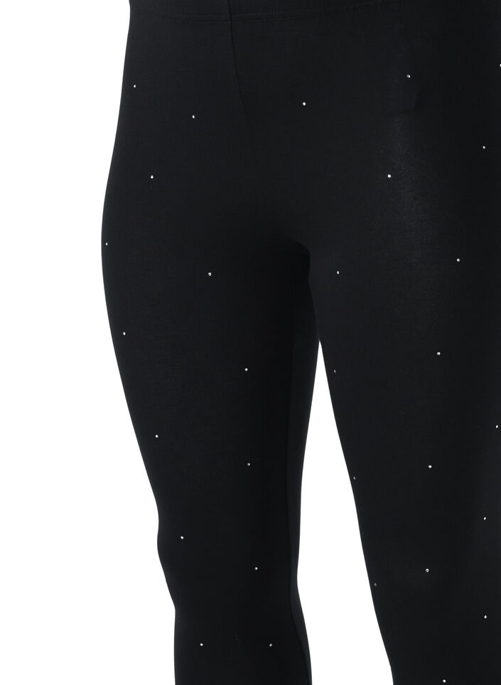 Viskosleggings med strass, Black, Packshot image number 2