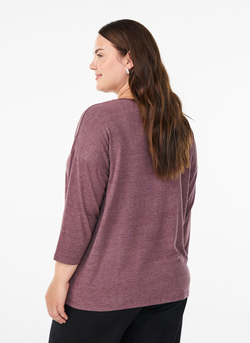Jerseyblus med 3/4-&auml;rm, R&ouml;d, Model image number 2