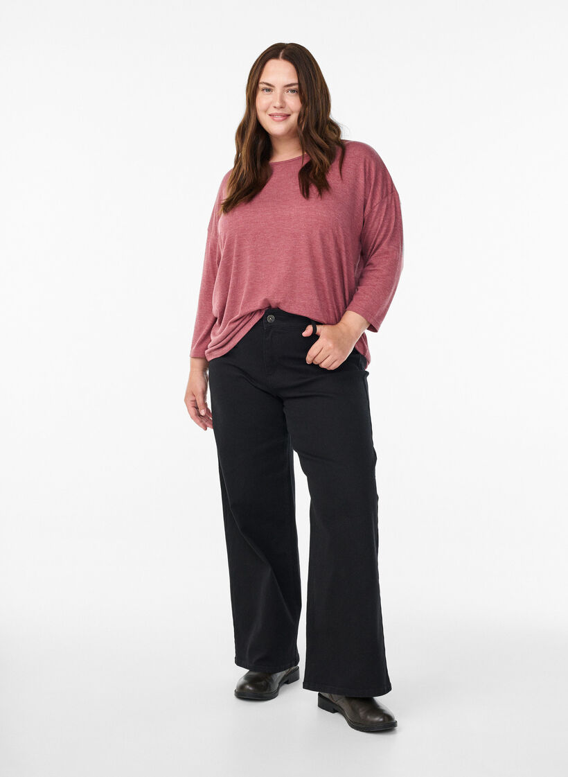 Jerseyblus med 3/4-&auml;rm, Rosa, Model image number 1