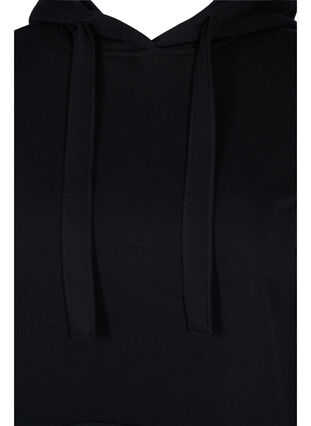Sweatshirtklänning med huva och ficka, Black, Packshot image number 2