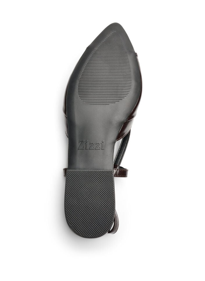 Slingback med rosett och lack-look, Brun, Packshot