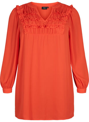 Långärmad klänning med volanger, Orange.com, Packshot image number 0