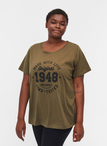 T-shirt i ekologisk bomull med tryck, Ivy Green, Model image number 0