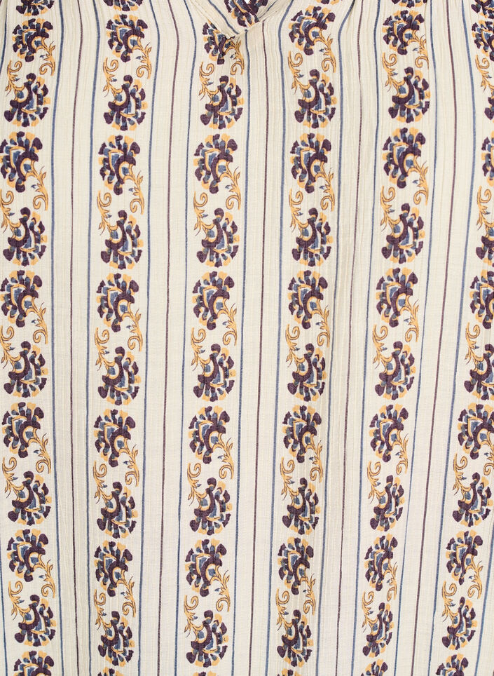 Tryckt blus med smockad kant, Egret AOP, Packshot image number 2