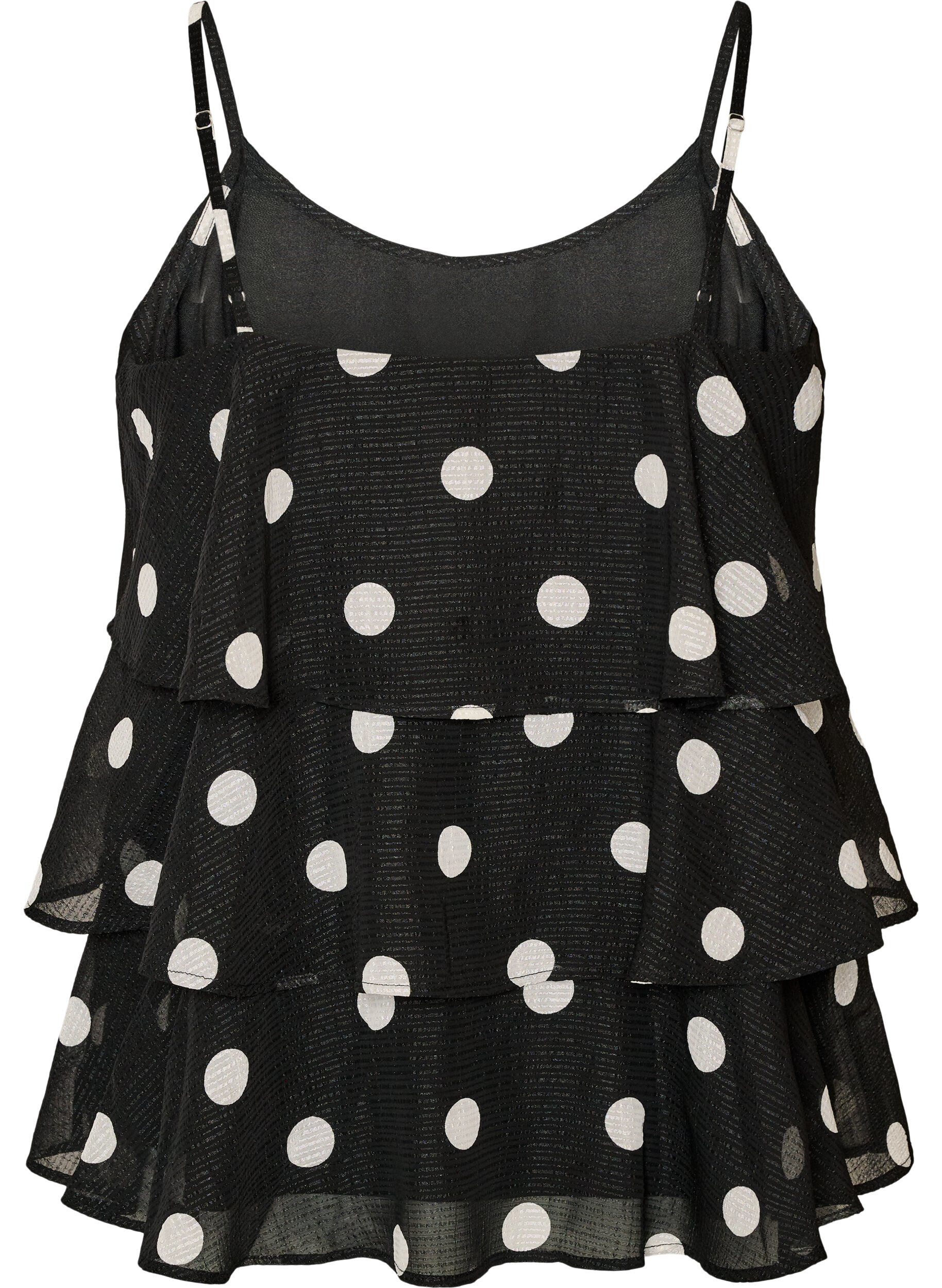 ZizziTopp i lager med volanger och spaghettiband, Svart, Packshot image number 1