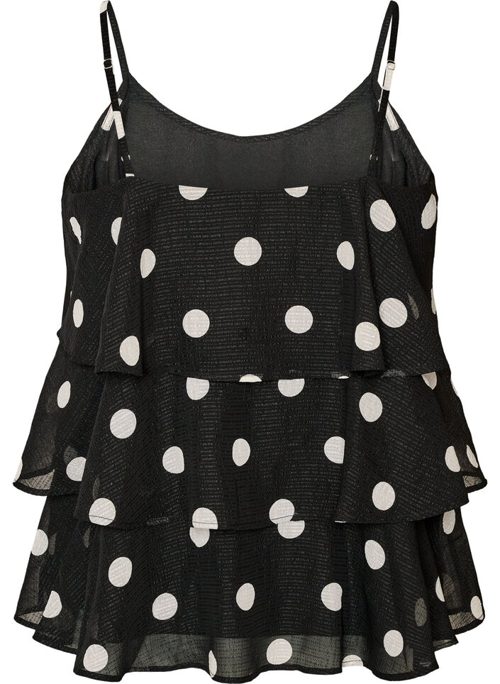 Topp i lager med volanger och spaghettiband, Svart, Packshot