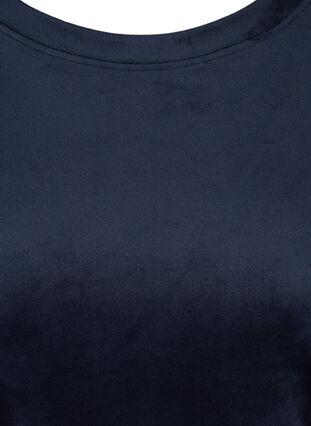 Långärmad velourtröja med knytdetalj, Navy Blazer, Packshot image number 2