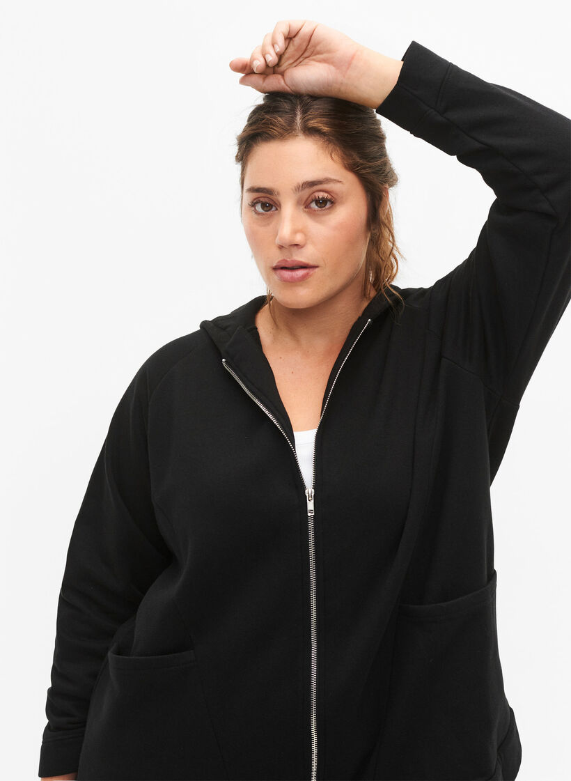 Sweatshirt med huva, Black, Model image number 2
