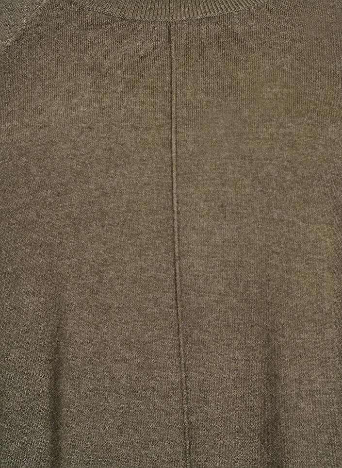 Stickad kort klänning med raglanärm och mittsöm, Grön, Packshot image number 2