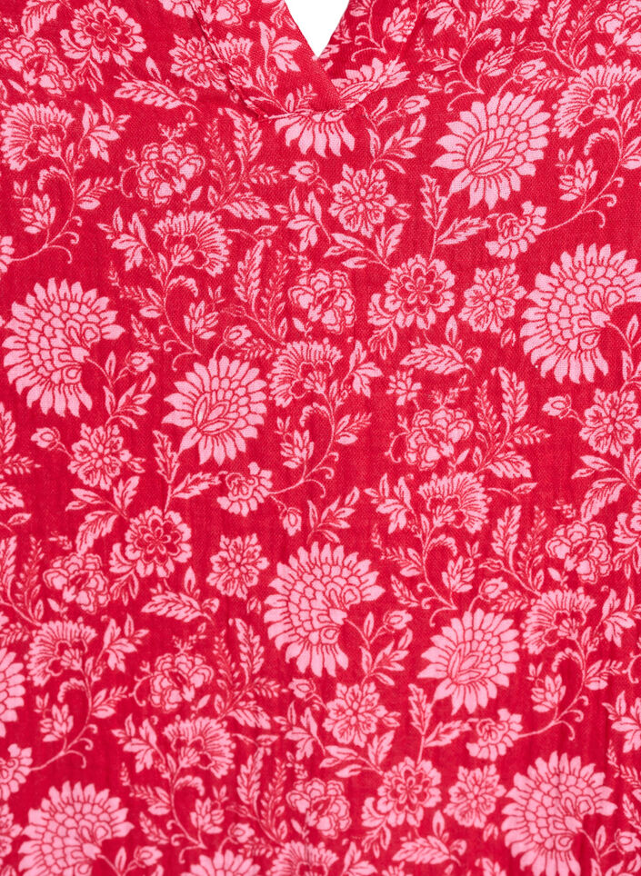 Kort a-linjeformad kl&auml;nning i bomullsmuslin, R&ouml;d, Packshot image number 2