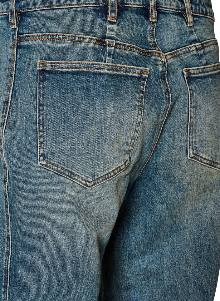 Barrel fit jeans med sliten tv&auml;tt, Bl&aring;, Packshot