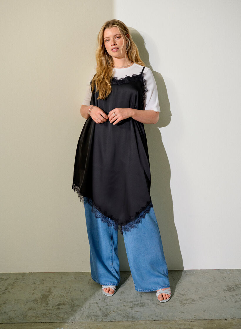 Vida byxor i lyocell med denimlook, Bl&aring;, Image image number 0