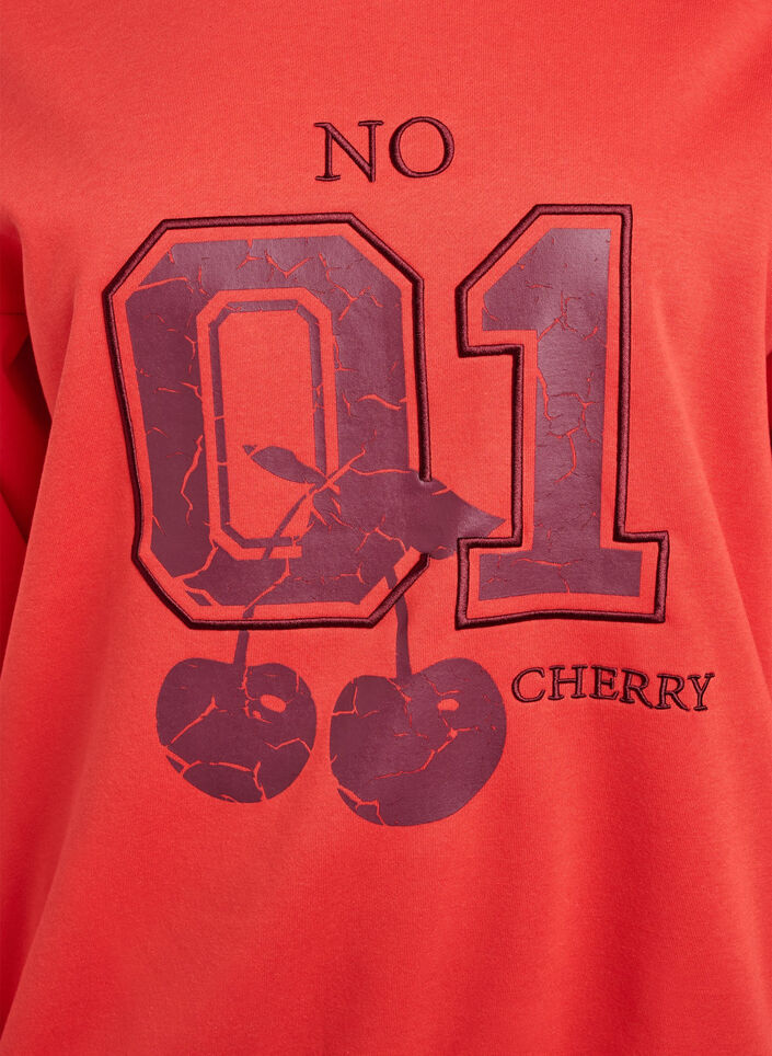 Sweatshirt med motiv framtill, R&ouml;d, Packshot image number 2