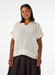 Blus i seersucker med v-ringning, Beige, Model image number 0