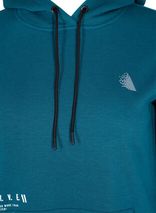 Lång sweatshirt med slits och ficka, Deep Teal, Packshot image number 2