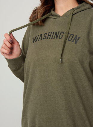 Sweatshirt med huvaSweatshirt med huva och tryck, Army Mel., Model image number 2