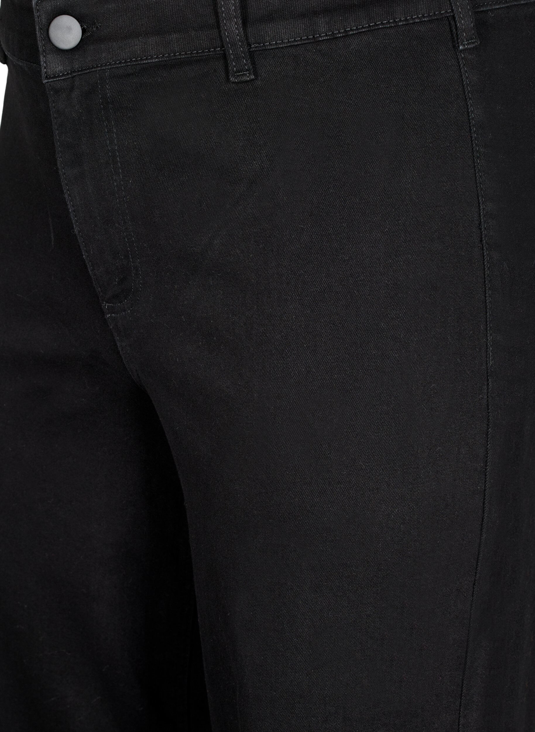 ZizziJeans med h&ouml;g midja och vida ben, Svart, Packshot image number 2