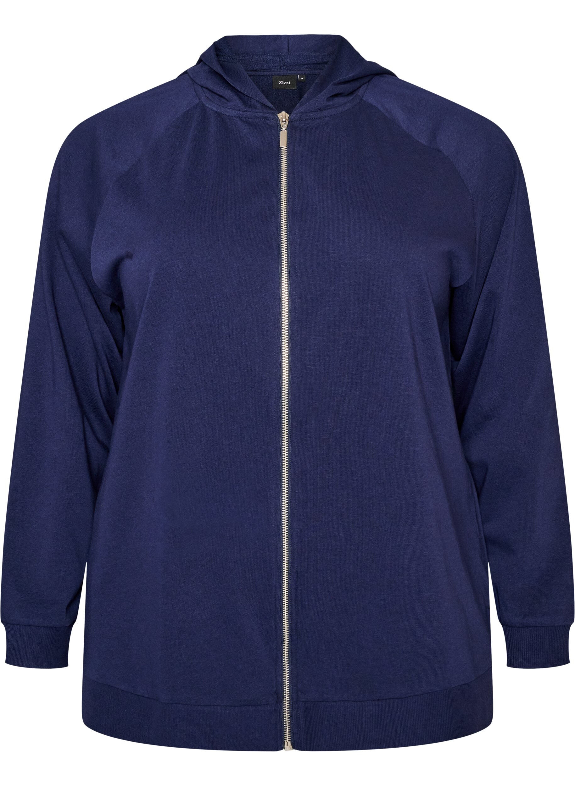 ZizziKofta i sweatshirt material med huva och fickor, Bl&aring;, Packshot image number 0