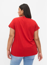 Kortärmad t-shirt i bomullsmix, Tango Red, Model