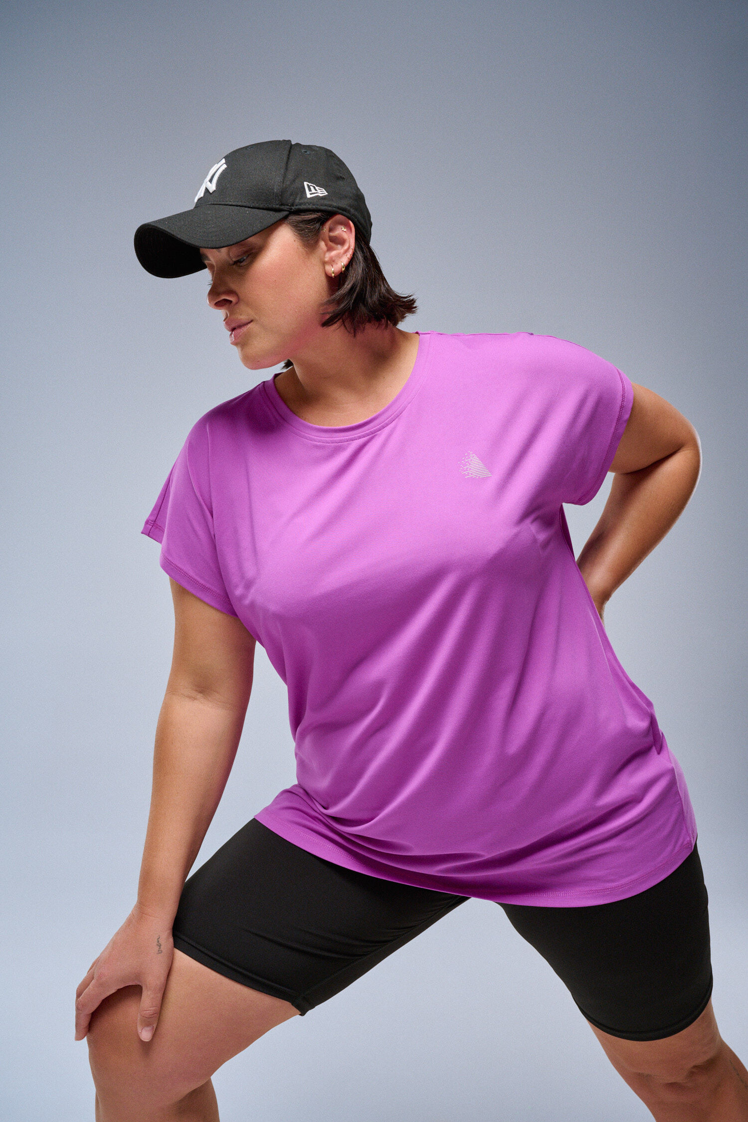 Sport-t-shirt i lila, , Model