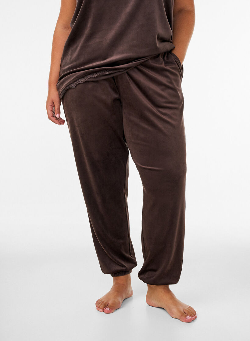 L&ouml;sa byxor i velour, Brun, Model image number 0