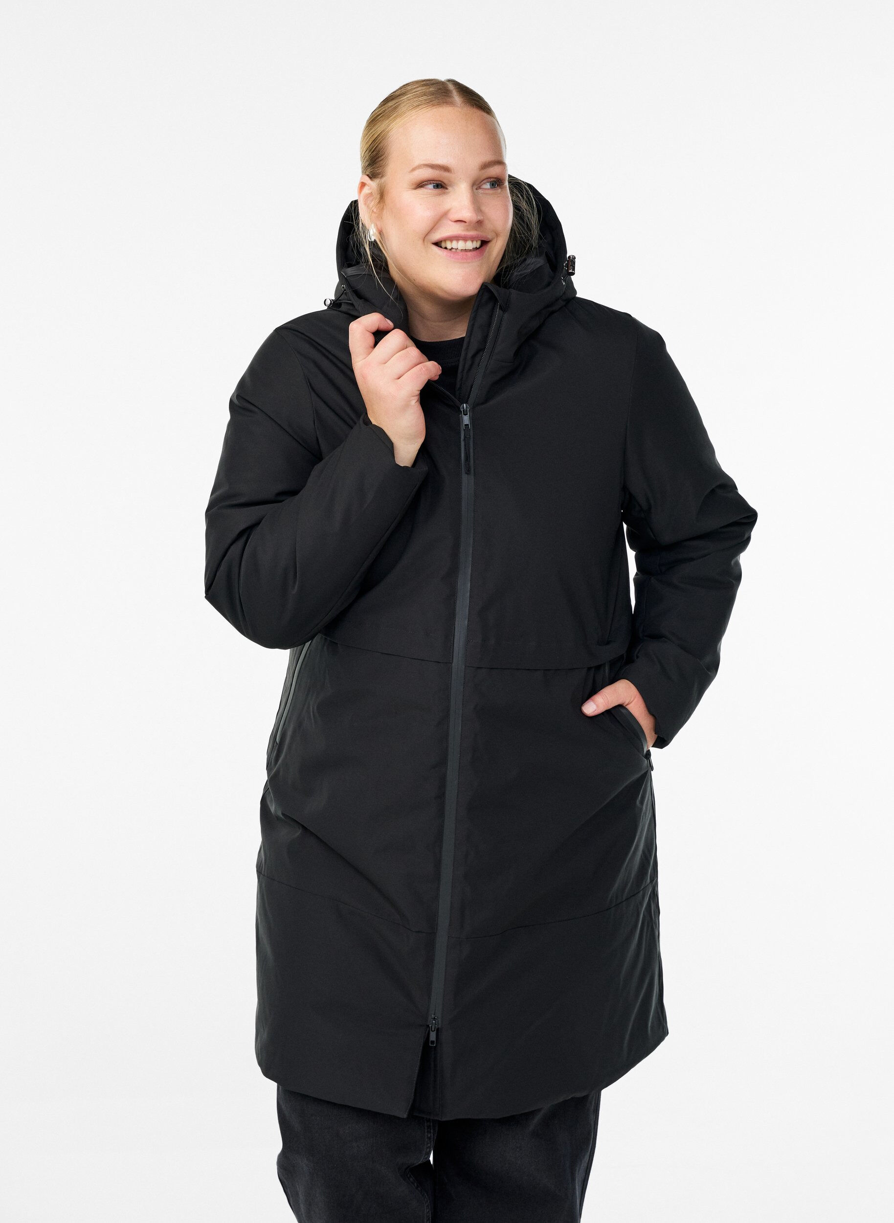 Vinterjacka med justerbar midja, Svart, Model