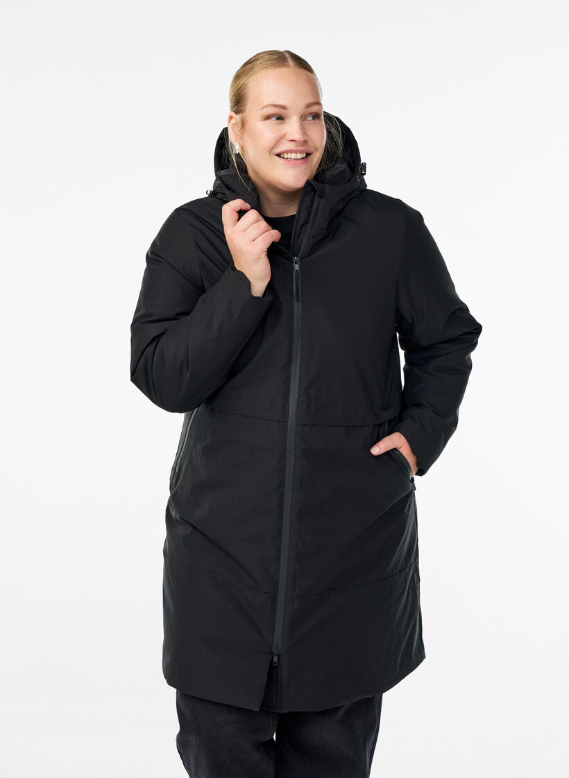 Vinterjacka med justerbar midja, Svart, Model image number 0