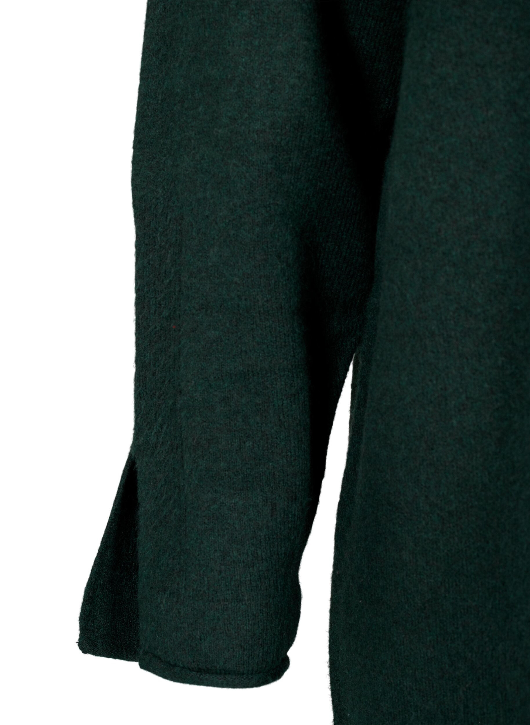 Zizzi Stickad kl&auml;nning med rund halsringning och slits, Scarab Mel., Packshot image number 3