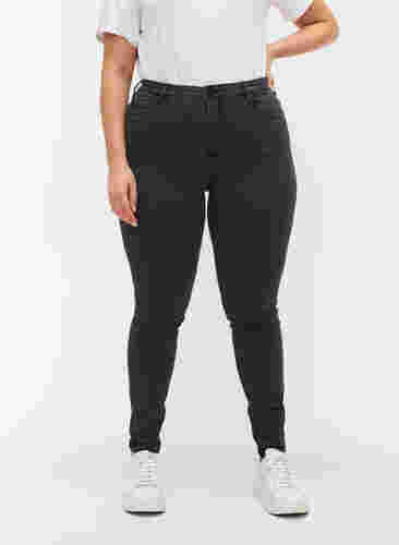 Super slim Amy jeans med hög midja, Grey Denim, Model image number 3