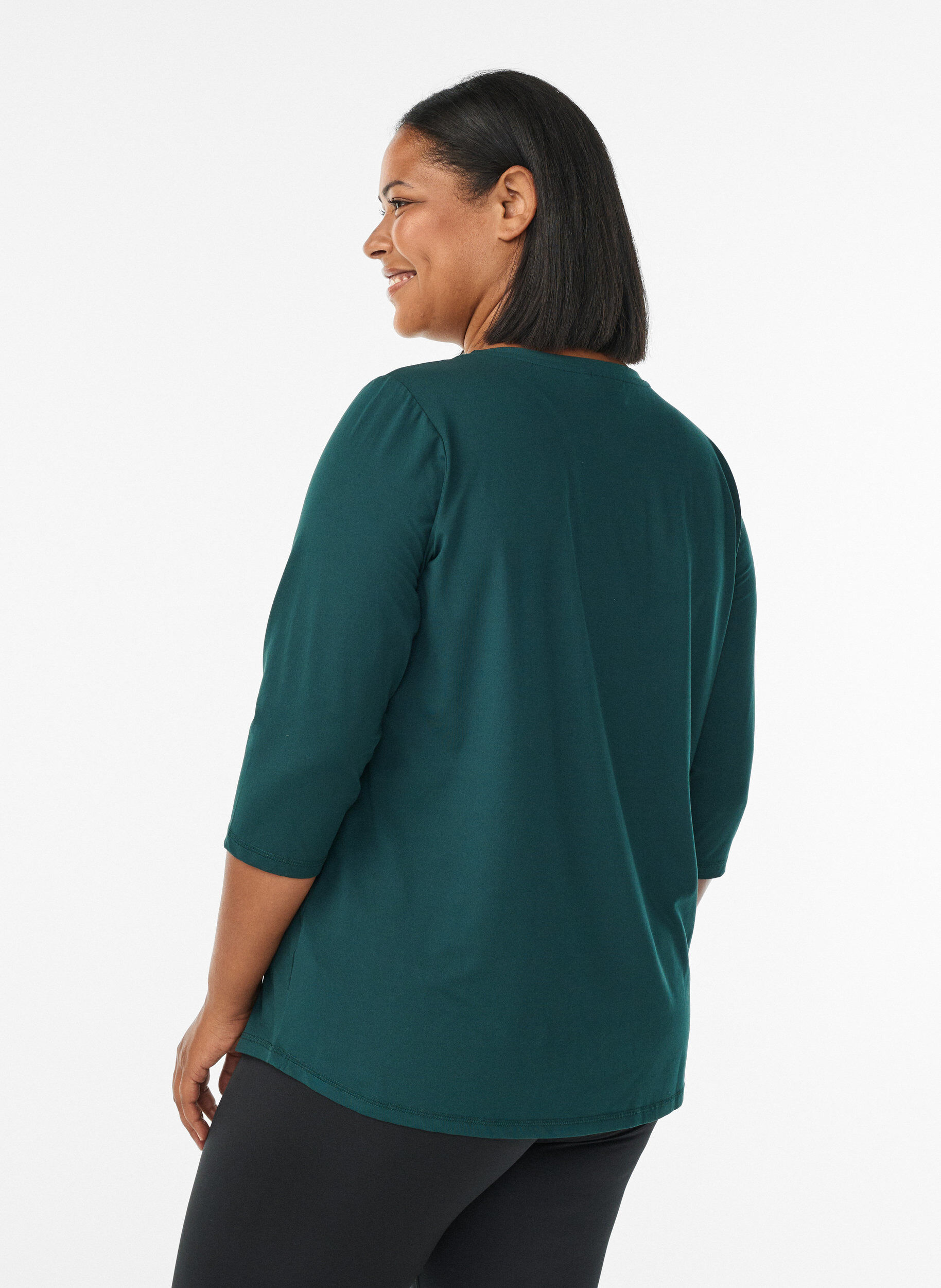 ZizziTr&auml;ningsblus med trekvarts&auml;rm, Gr&ouml;n, Model image number 2