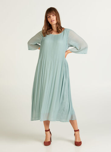 Plisserad klänning, Gray mist, Model image number 0