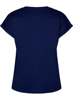 T-shirt i ekologisk bomull med guldtryck, Med.Blue Gold Flower, Packshot image number 1