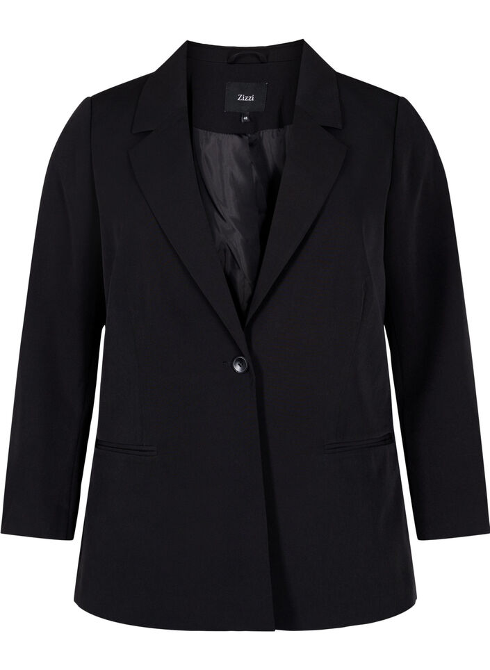 Blazer med en knappstängning, Black, Packshot image number 0