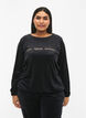 Blus i velour med broderad text, Black, Model image number 0