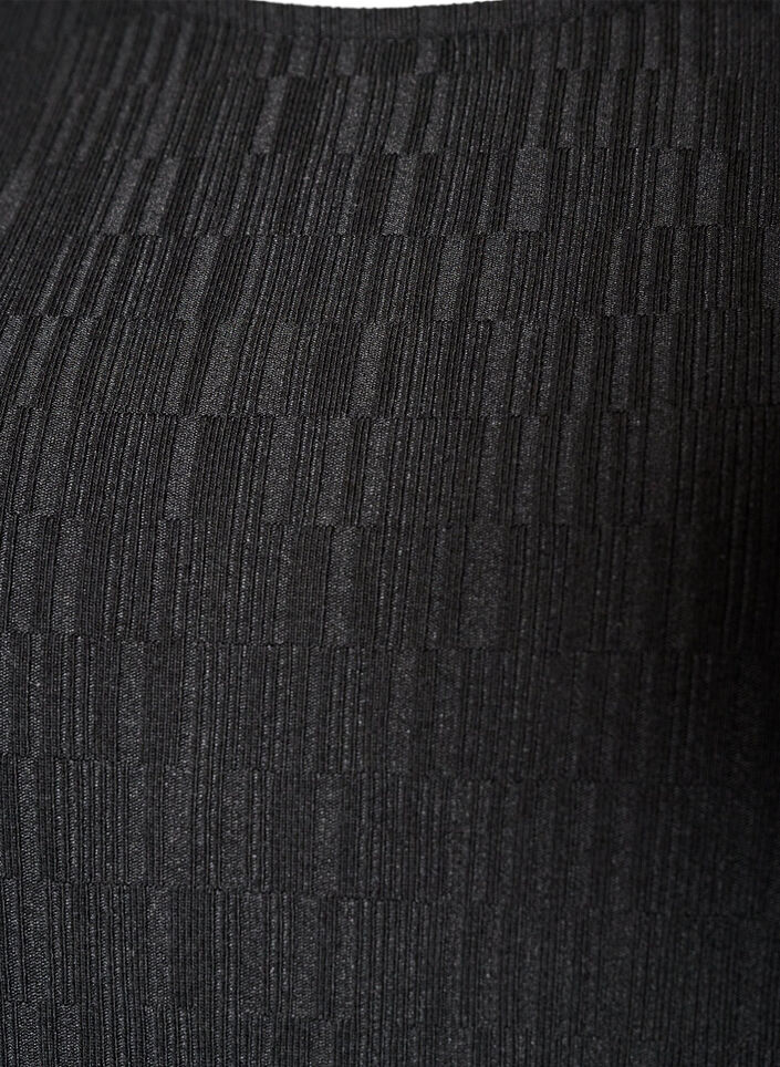 Blus med struktur och 3/4-&auml;rmar, Svart, Packshot image number 2