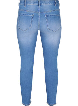 Croppade Amy jeans med pärlor, Light blue denim, Packshot image number 1