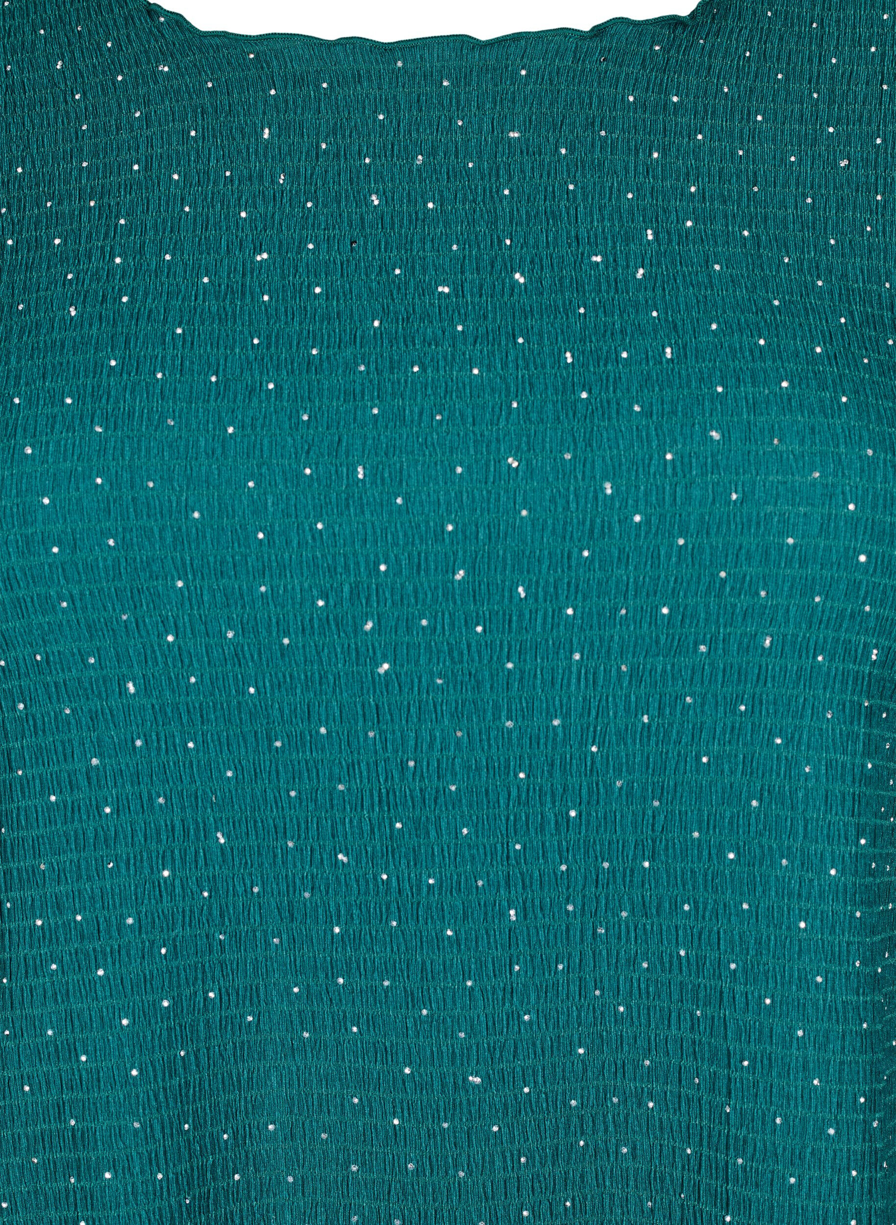 Zizzi L&aring;ng&auml;rmad blus med strass, Gr&ouml;n, Packshot image number 2