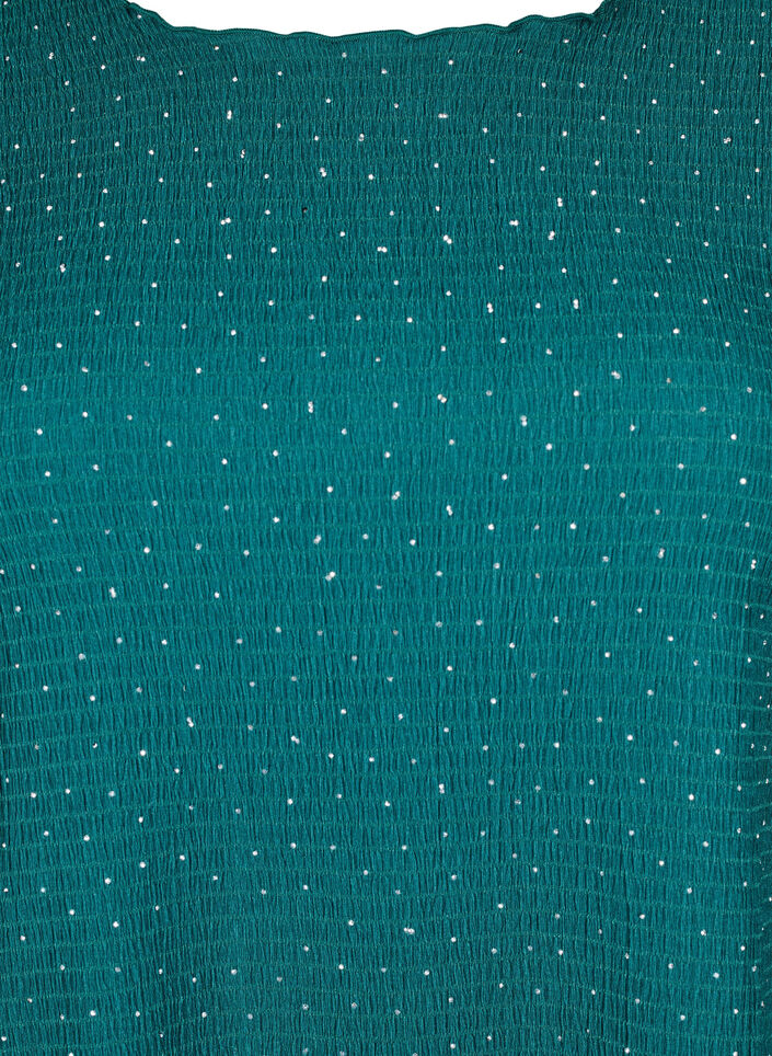 Långärmad blus med strass, Grön, Packshot image number 2