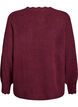 Stickad blus med v&aring;giga kanter, M&ouml;rk Bordeaux, Packshot image number 1