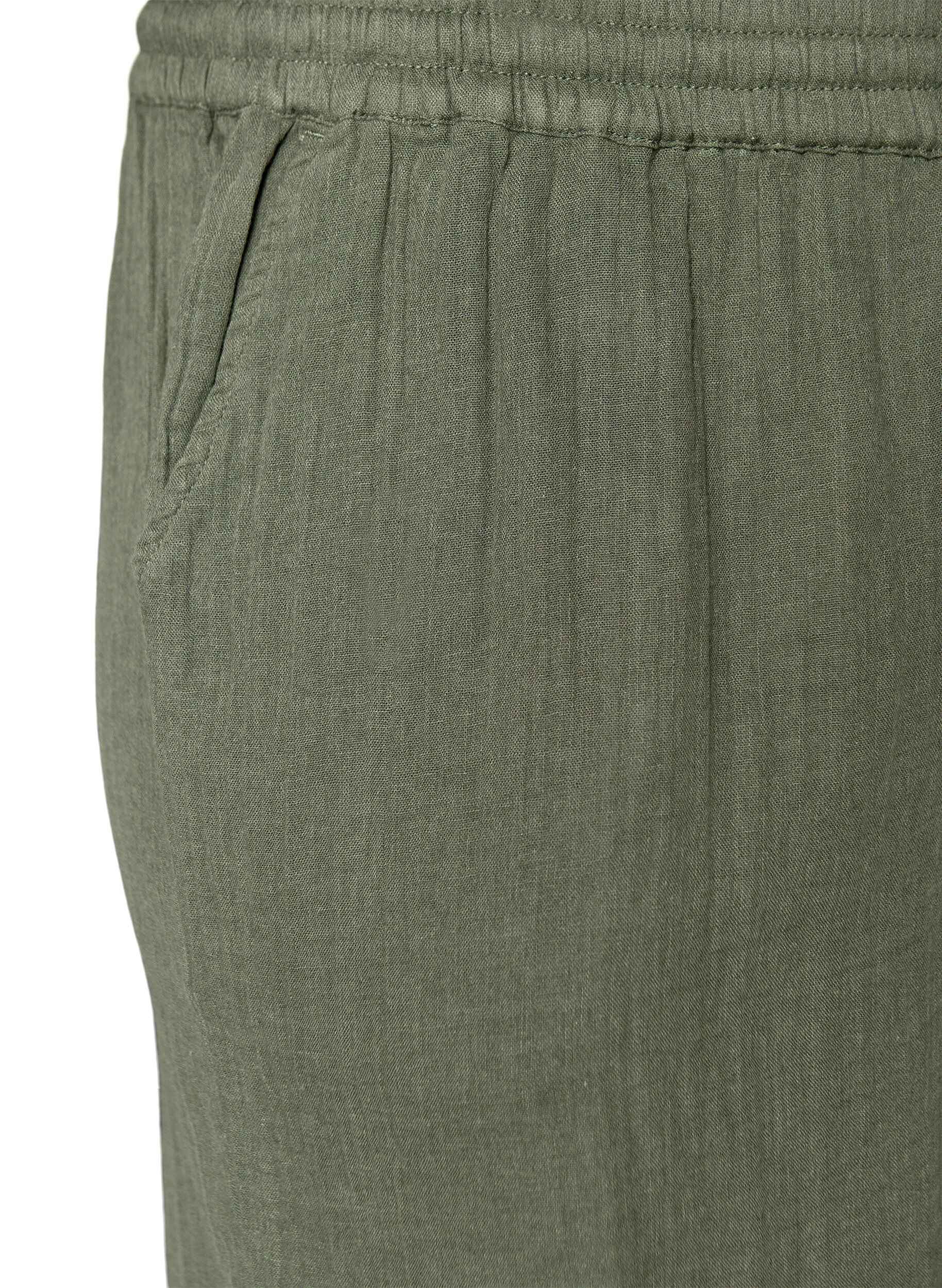 ZizziL&ouml;sa shorts i bomullsmuslin med h&ouml;g midja, Gr&ouml;n, Packshot image number 2