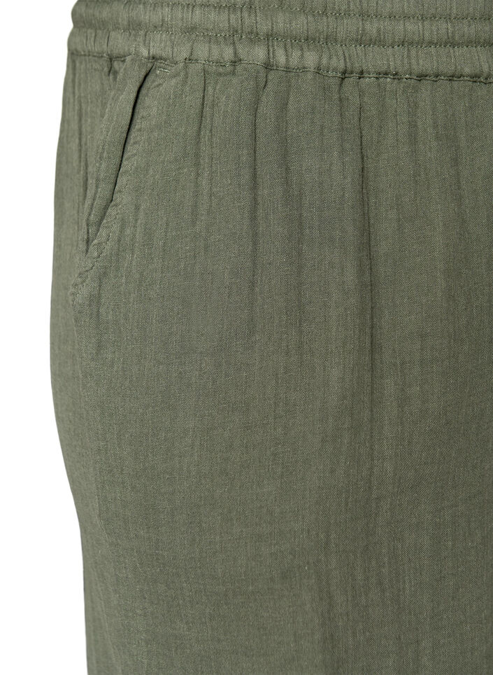L&ouml;sa shorts i bomullsmuslin med h&ouml;g midja, Gr&ouml;n, Packshot image number 2