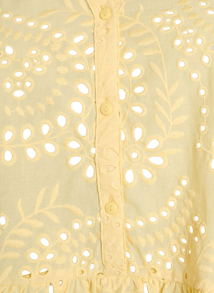 &Auml;rml&ouml;s blus i broderie anglaise med volanger, Gul, Packshot image number 2