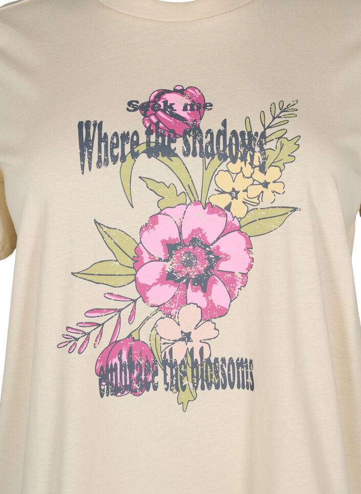 T-shirt i bomull med tryck, Beige, Packshot image number 2