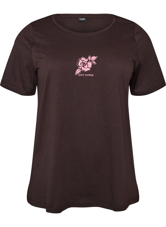 T-shirt med tryck, Brun, Packshot image number 0