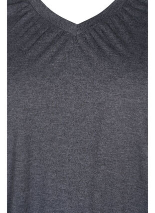 Melerad tröja med långa ärmar och v-hals, Dark Grey Melange, Packshot image number 2
