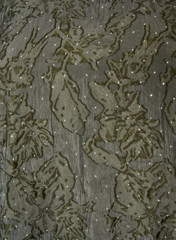 Jacquardkl&auml;nning med glittriga detaljer och puff&auml;rmar, Gr&ouml;n, Packshot image number 2
