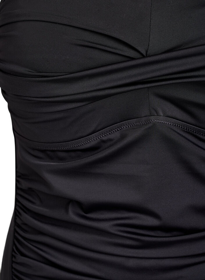 Axelbandsl&ouml;s baddr&auml;kt med drapering och vadderade kupor, Svart, Packshot image number 2