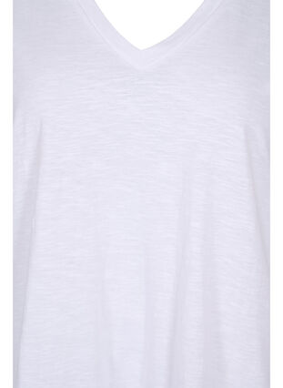Enfärgad oversize t-shirt med v-hals, Bright White, Packshot image number 2